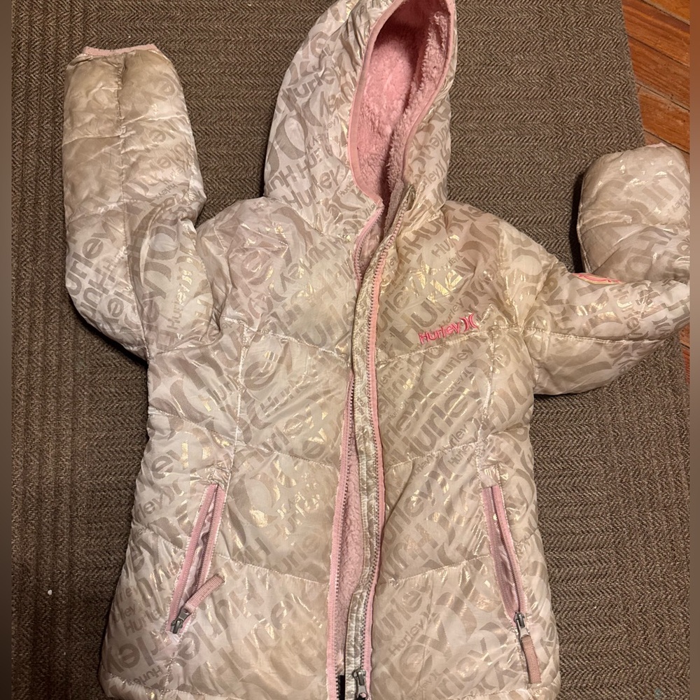 Hurley Pink and Cream Kids Jacket